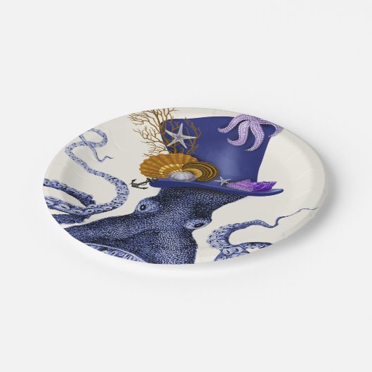 Octopus met Nautisch Pet Papieren Bordje (Gekanteld)