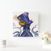 Octopus met Nautisch Pet Vierkante Klok (Huis)