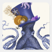 Octopus met Nautisch Pet Vierkante Sticker (Voorkant)