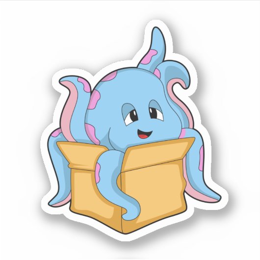 Octopus met Packet.PNG Sticker (Voorkant)