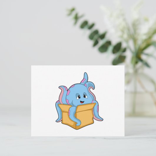 Octopus met Pakket.PNG Briefkaart (Staand voorkant)