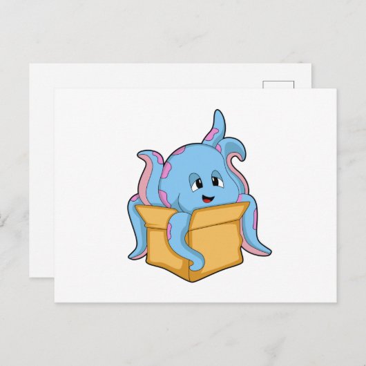 Octopus met Pakket.PNG Briefkaart (Voorkant / Achterkant)