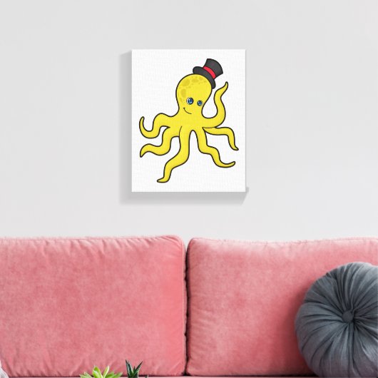 Octopus met Pet Canvas Afdruk (Insitu (Woonkamer))