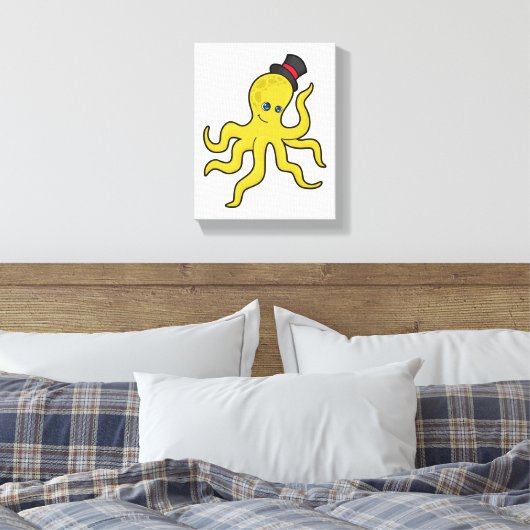 Octopus met Pet Canvas Afdruk (Insitu (Slaapkamer))