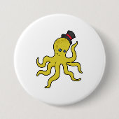 Octopus met Pet Ronde Button 7,6 Cm (Voorkant)