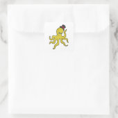Octopus met Pet Vierkante Sticker (Tas)