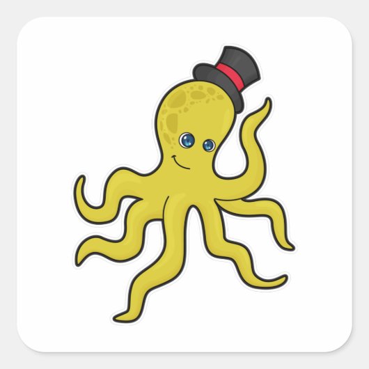 Octopus met Pet Vierkante Sticker (Voorkant)
