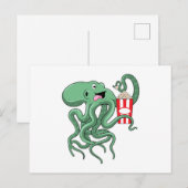 Octopus met Popcorn Briefkaart (Voorkant / Achterkant)