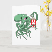 Octopus met Popcorn Kaart (Gele Bloem)
