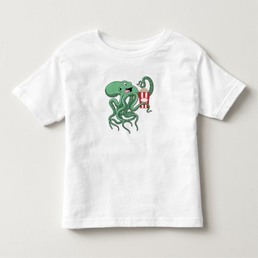 Octopus met Popcorn Kinder Shirts (Voorkant)