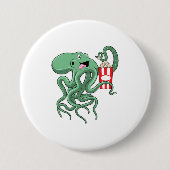 Octopus met Popcorn Ronde Button 7,6 Cm (Voorkant)