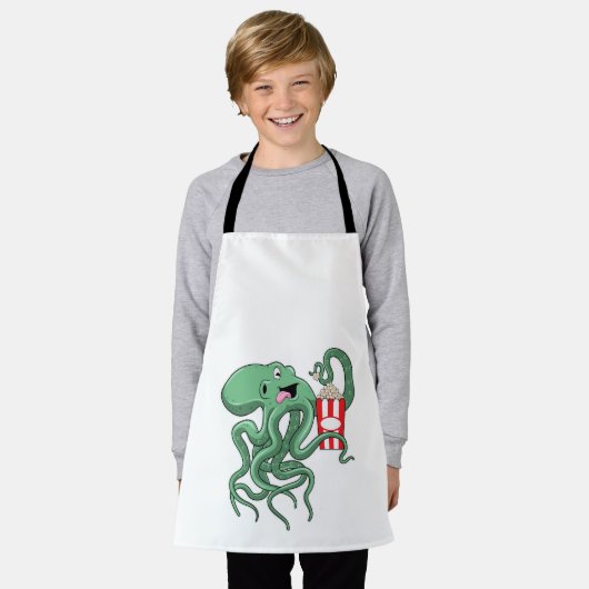 Octopus met Popcorn Schort (Gedragen)