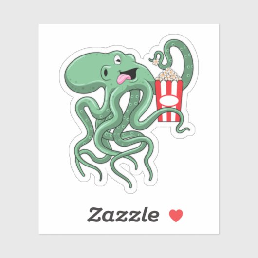 Octopus met Popcorn Sticker (Vel)