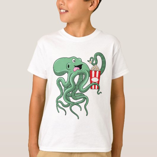 Octopus met Popcorn T-shirt (Voorkant)