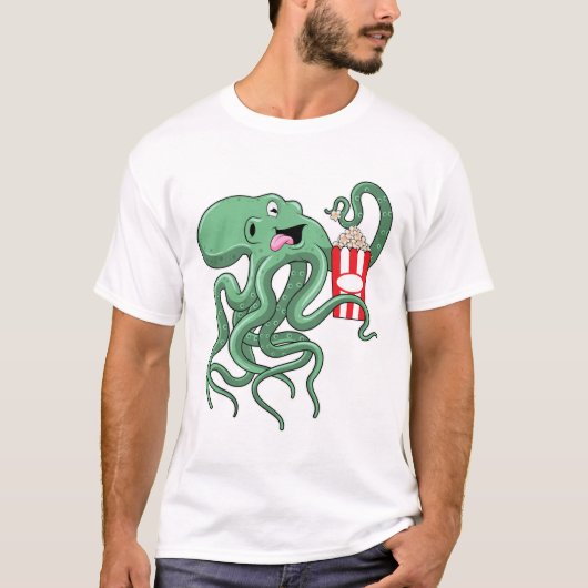 Octopus met Popcorn T-shirt (Voorkant)