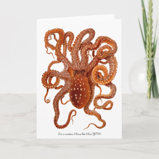 Octopus met pretbericht voor Valentijnsdag Feestdagen Kaart (Voorkant)