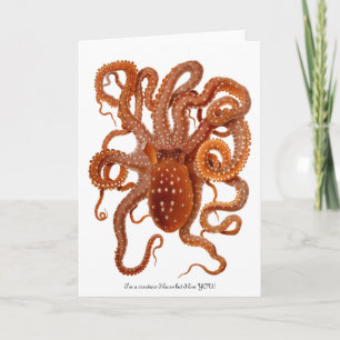 Octopus met pretbericht voor Valentijnsdag Feestdagen Kaart