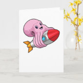 Octopus met raket kaart (Gele Bloem)