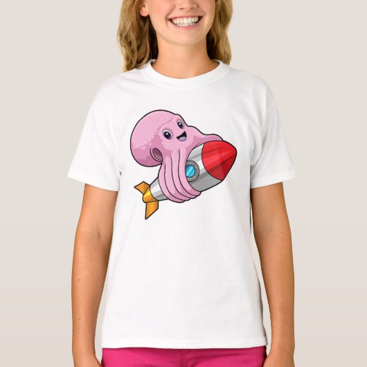 Octopus met Raket T-shirt (Voorkant)