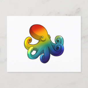 Octopus met regenboog briefkaart