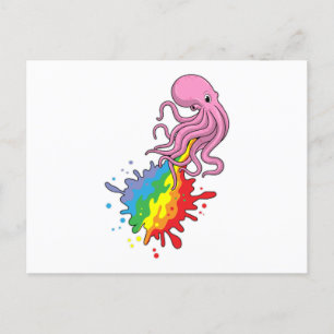 Octopus met regenboog briefkaart