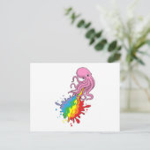 Octopus met regenboog briefkaart (Staand voorkant)