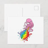 Octopus met regenboog briefkaart (Voorkant / Achterkant)