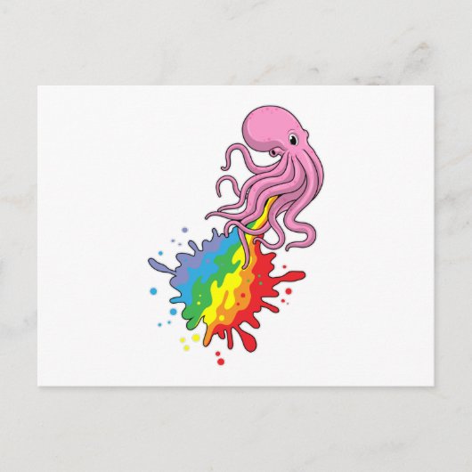 Octopus met regenboog briefkaart (Voorkant)