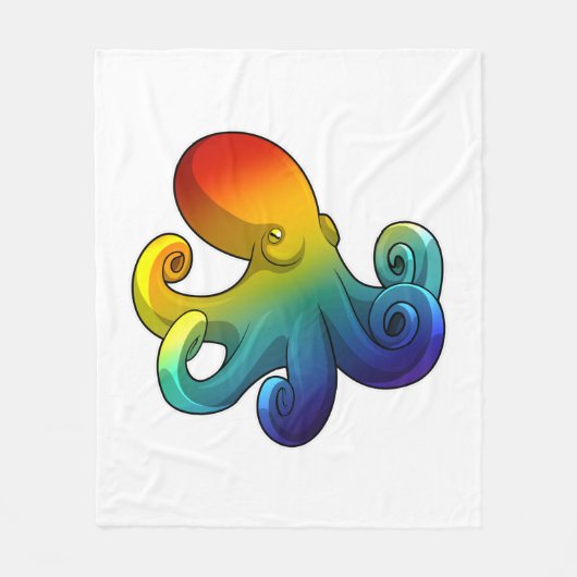 Octopus met regenboog fleece deken (Voorkant)