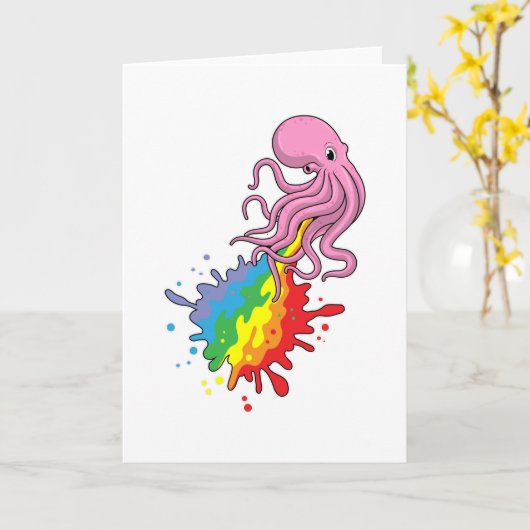 Octopus met Regenboog Kaart (Gele Bloem)