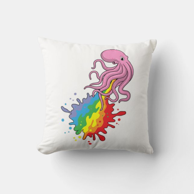 Octopus met regenboog kussen (Voorkant)