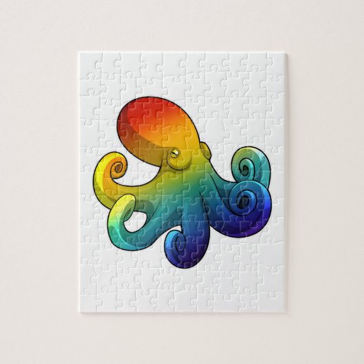 Octopus met regenboog legpuzzel (Verticaal)