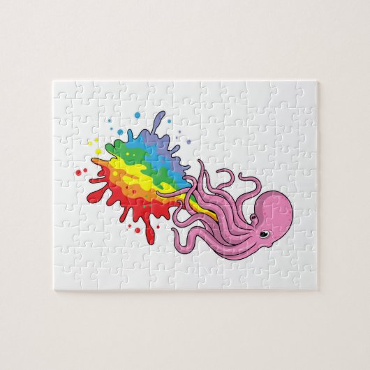Octopus met regenboog legpuzzel (Horizontaal)