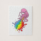 Octopus met regenboog legpuzzel (Verticaal)