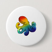 Octopus met regenboog ronde button 7,6 cm (Voorkant)