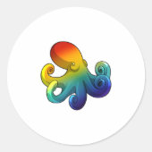 Octopus met regenboog ronde sticker (Voorkant)