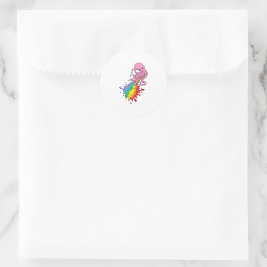 Octopus met regenboog ronde sticker (Tas)