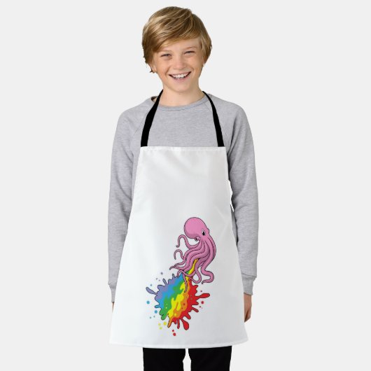 Octopus met regenboog schort (Gedragen)