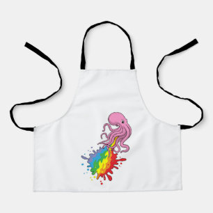 Octopus met regenboog schort