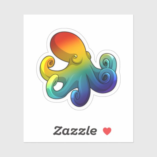 Octopus met regenboog sticker (Vel)
