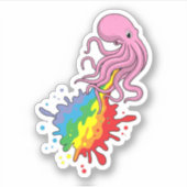 Octopus met regenboog sticker (Voorkant)