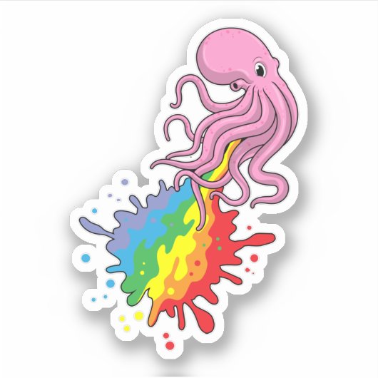 Octopus met regenboog sticker (Voorkant)
