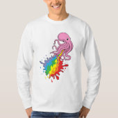 Octopus met regenboog t-shirt (Voorkant)