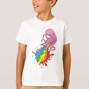 Octopus met regenboog t-shirt