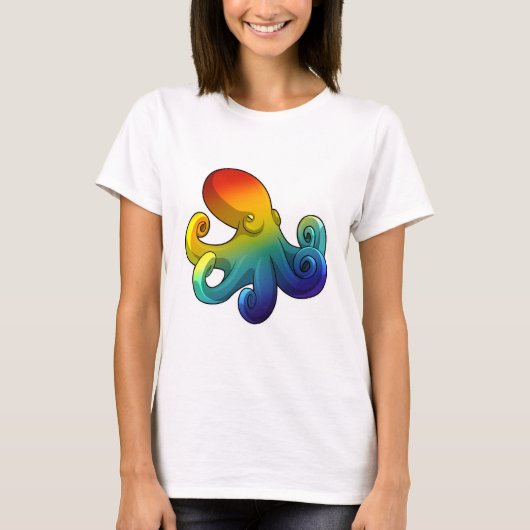 Octopus met regenboog t-shirt (Voorkant)