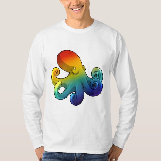 Octopus met regenboog t-shirt (Voorkant)