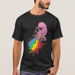 Octopus met regenboog t-shirt