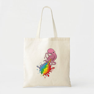 Octopus met regenboog tote bag