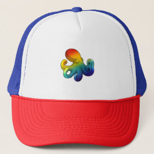 Octopus met regenboog trucker pet