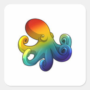 Octopus met regenboog vierkante sticker